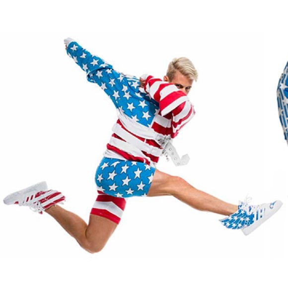 JEREMY SCOTT x ADIDAS American flag shorts size small - Picture 2 of 9